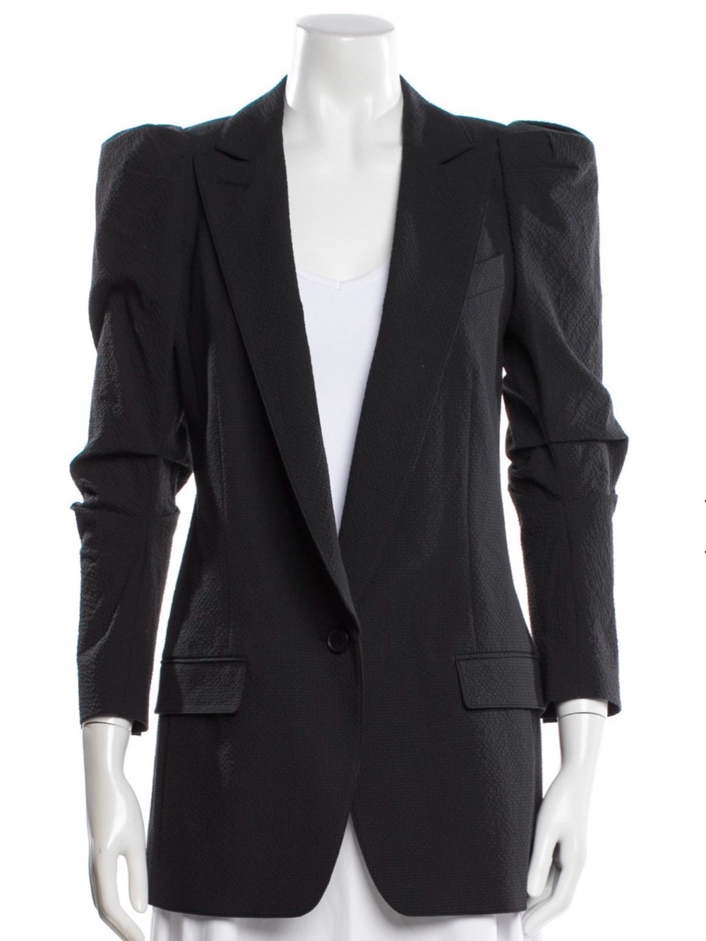 Smythe Black Seersucker Longline Blazer Size 2
